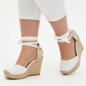 Torrid Embroidered Ankle Wrap Espadrille Wedge 7